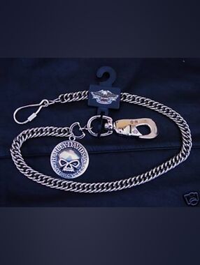 Vintage Harley-Davidson 2006 Men's Skull Fire 26" Wallet Chain NWT
